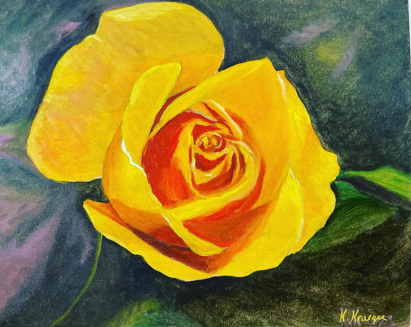 Yellow Rose Painting Oils , in Florals
