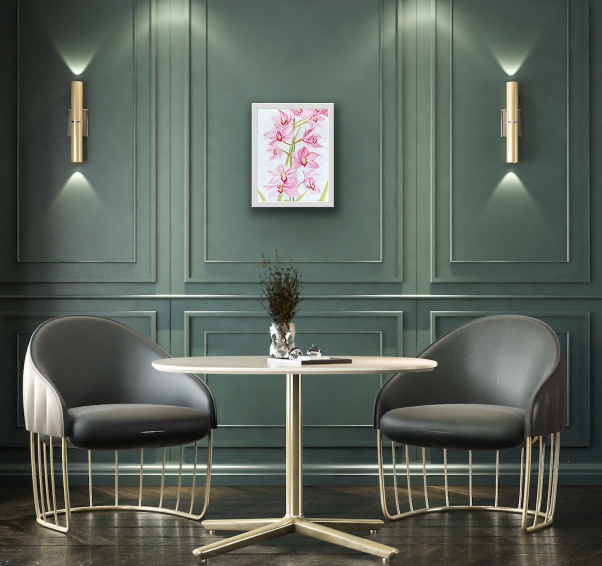 Pretty in Pink Orchid Painting